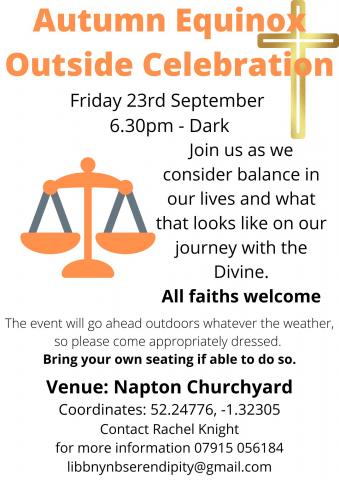 Celebration of the autumn equinox on 23rd September at 6.30pm in Napton Churchyard