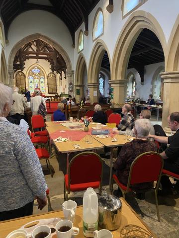 Bishop Sophie blesses the Bridges Group at a lunch at St Michaels, Stockton